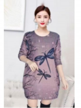 Dragonfly Printed Soft Knitted Light Sweater
